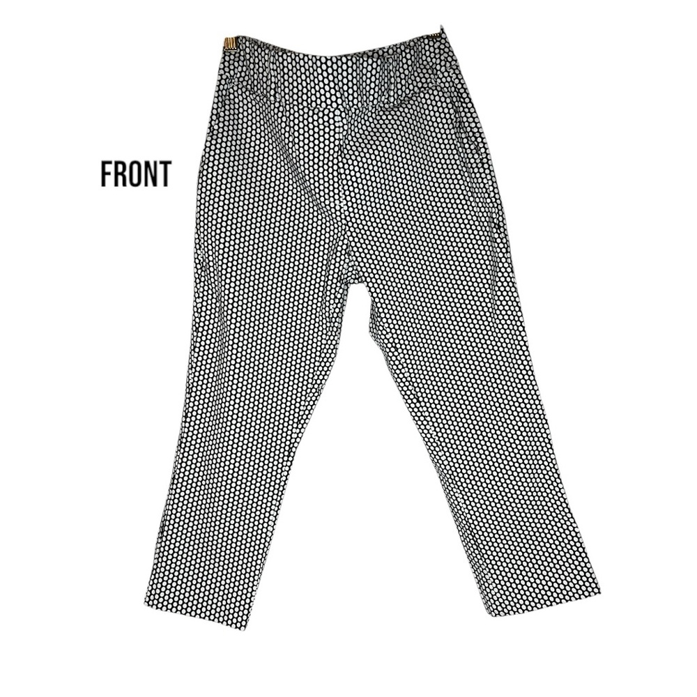 Jules & Leopold Black White Polka Dot Pull-On Cropped Pants Size Large EUC